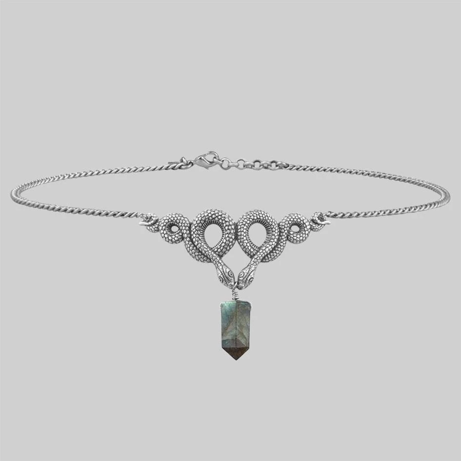 CLASSICS Necklaces & Chains A DARK LURE. Snake & Labradorite Gemstone Chain Choker 1 CLASSICS Necklaces & Chains A DARK LURE. Snake & Labradorite Gemstone Chain Choker