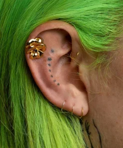 End Of Line HARMONY. Pansy Flower Stud Earring - Gold Earrings