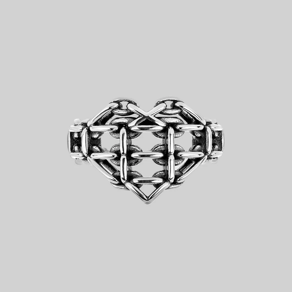 SS22 Rings The Supreme Heart Chain Ring - Silver 1 SS22 Rings The Supreme Heart Chain Ring - Silver