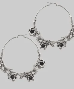 CLASSICS LAVISH. Wild Rose Hoop Earrings - Silver