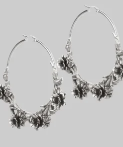CLASSICS LAVISH. Wild Rose Hoop Earrings - Silver