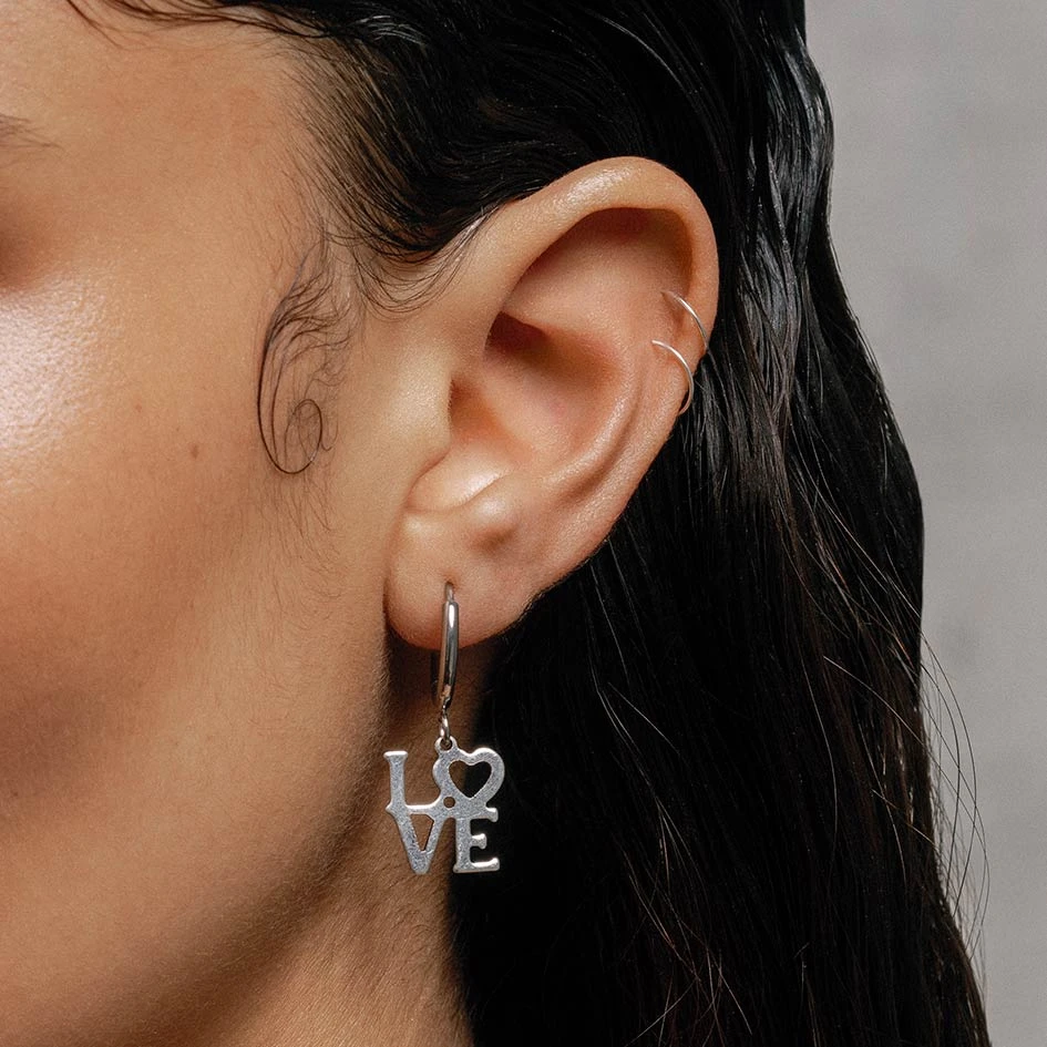 SS22 Make Love Not War Hoop Earrings - Silver 1 SS22 Make Love Not War Hoop Earrings - Silver