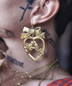CLASSICS LOVEBIRDS. Heart & Bow Earrings - Gold