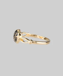 End Of Line MEMENTO MORI. Black Enamel Heart Gold Ring Gold Rings