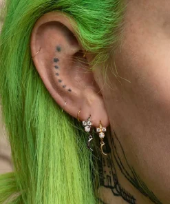 CLASSICS MOONLIGHT. Opal Moon Clicker Hoop Earrings - Gold