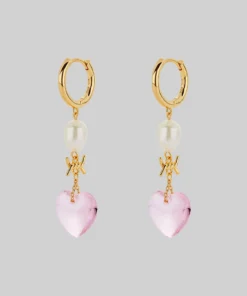 SS22 HEART OF STONE. Heart & Pearl Hoop Earrings - Gold