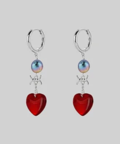 SS22 HEART OF STONE. Heart & Pearl Hoop Earrings - Silver
