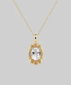 End Of Line MARIA. Rose Wreath Clear Quartz Necklace - Gold Necklaces & Chains