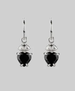 CLASSICS The Sacred Heart Black Spinel Earrings - Silver