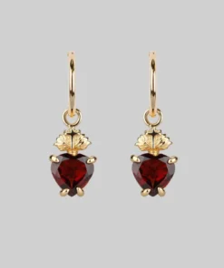 CLASSICS The Sacred Heart Garnet Earrings - Gold