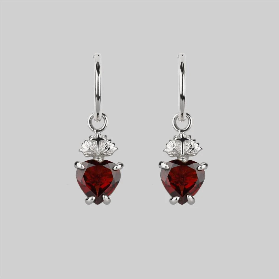 CLASSICS The Sacred Heart Garnet Earrings - Silver 3 CLASSICS The Sacred Heart Garnet Earrings - Silver