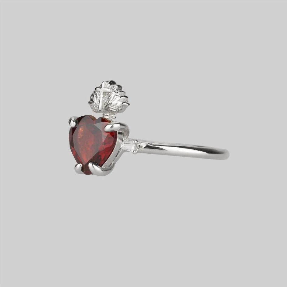 CLASSICS The Sacred Heart Garnet Ring - Silver 2 CLASSICS The Sacred Heart Garnet Ring - Silver