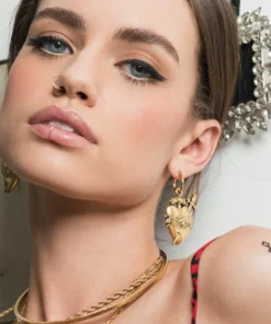 CLASSICS INFERNO. Sacred Heart Hoop Earrings - Gold