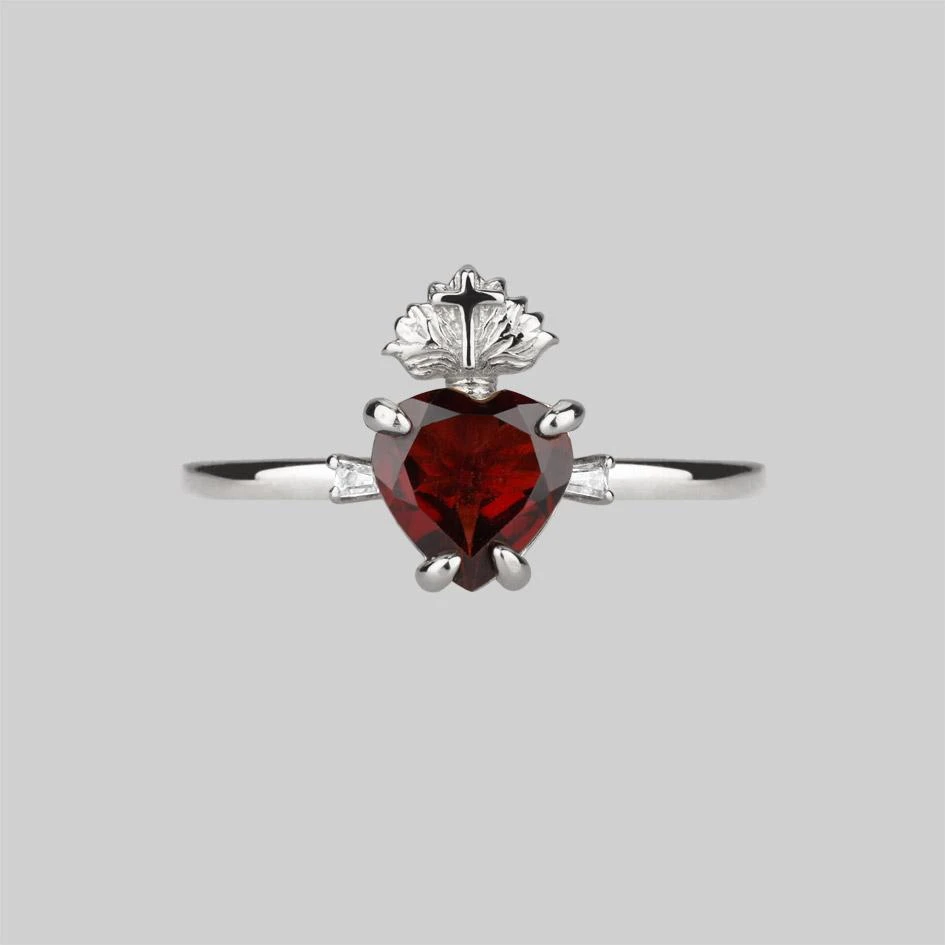 CLASSICS The Sacred Heart Garnet Ring - Silver 1 CLASSICS The Sacred Heart Garnet Ring - Silver