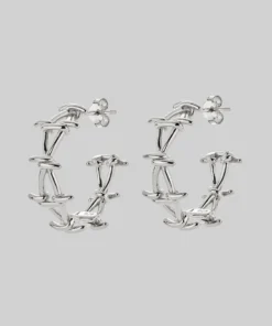 SS22 BEYOND. Barbed Wire Hoop Earrings - Silver