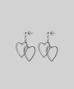 SS22 FOLLOW ME. Mini Heart Drop Earrings - Silver