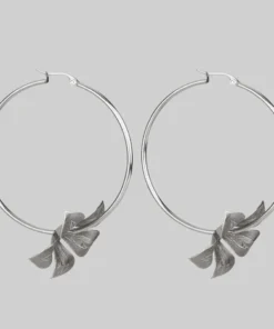 End Of Line BLOOM. Floral Hoop Earrings - Silver