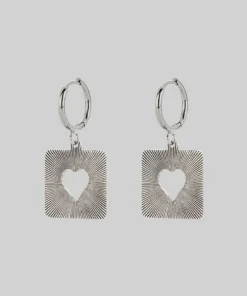 SS22 STOLEN HEART. Square Sixties Hoop Earrings - Silver