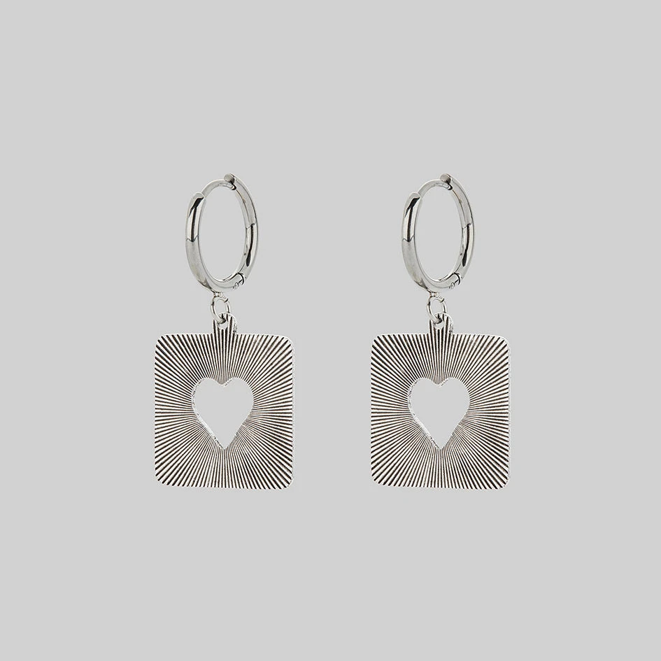 SS22 STOLEN HEART. Square Sixties Hoop Earrings - Silver 2 SS22 STOLEN HEART. Square Sixties Hoop Earrings - Silver