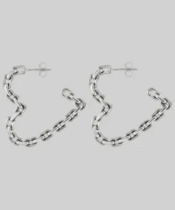 SS22 Earrings The Chain Heart Hoops - Silver