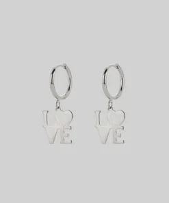 SS22 Make Love Not War Hoop Earrings - Silver