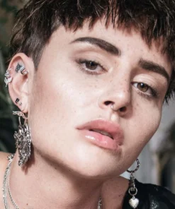 CLASSICS RUNE. Onyx Slice Silver Earrings