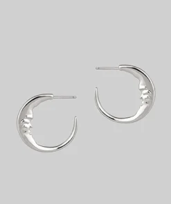 CLASSICS GOOD NIGHT. Man In The Moon Crescent Earrings - Silver