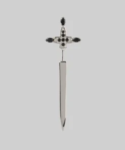 CLASSICS SLAY. Black Spinel Silver Dagger Single Earring Earrings