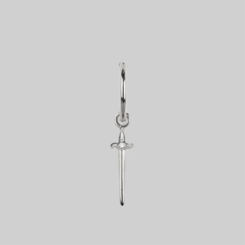 CLASSICS BETRAYAL. Cubic Zirconia Dagger Hoop Earrings - Silver 1 CLASSICS BETRAYAL. Cubic Zirconia Dagger Hoop Earrings - Silver