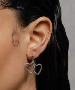 SS22 FOLLOW ME. Mini Heart Drop Earrings - Silver