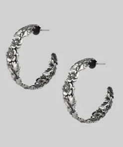 CLASSICS DAHLIA. Floral Garland Hoop Earrings - Silver