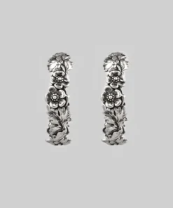 CLASSICS DAHLIA. Floral Garland Hoop Earrings - Silver
