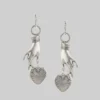 End Of Line NEVER LET GO. Hand & Heart Earrings - Silver