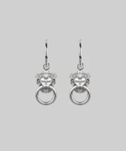 CLASSICS MINI ANWAR. Lion Knocker Hoop Earrings - Silver
