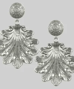 CLASSICS ARIEL. Ornate Shell Statement Earrings - Silver