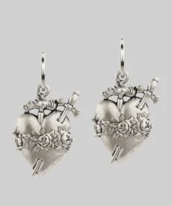 CLASSICS INFERNO. Sacred Heart Hoop Earrings - Silver