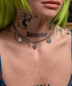 End Of Line LUMI. Sun Face Multi Charm Collar Necklace - Silver Necklaces & Chains