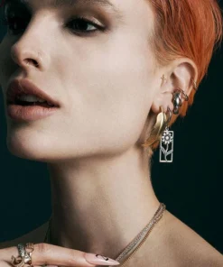 CLASSICS SERENA. Sunflower Hoop Earrings - Silver