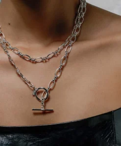 SS22 GETAWAY. Double Wrap T-Bar Chain - Silver Necklaces & Chains
