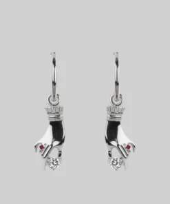 CLASSICS MILDRED. Disembodied Hand Hoop Earrings - Silver