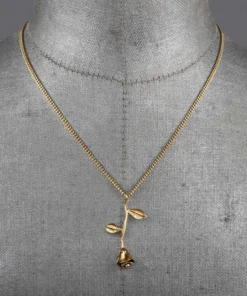 CLASSICS BELLADONNA. Rose Stem Charm Necklace - Gold Necklaces & Chains