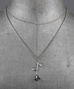 CLASSICS BELLADONNA. Rose Stem Charm Necklace - Silver