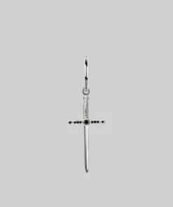 CLASSICS ELYSIAN. Black Spinel Dagger Hoop Earrings - Silver