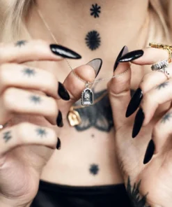 HALLOWEEN 2021 OMINOUS. Skull Under Glass Necklace - Gold Necklaces & Chains