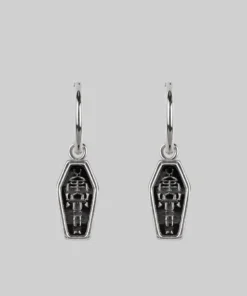 CLASSICS MORALITY. Skeleton Coffin Hoop Earrings - Silver