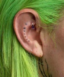 CLASSICS NYMPH. Amethyst Rectangle Clicker Ring - Silver Earrings