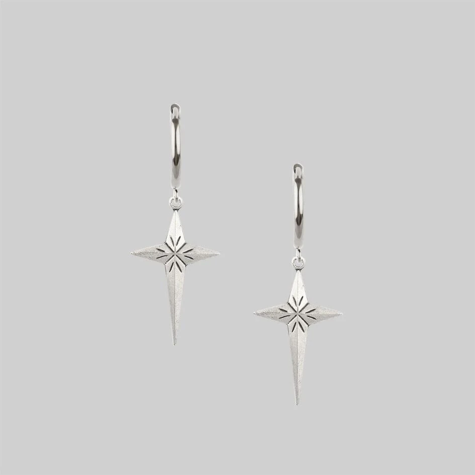 End Of Line ETERNITY. Starburst Cross Earrings - Silver 1 End Of Line ETERNITY. Starburst Cross Earrings - Silver