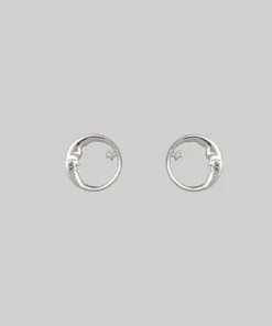 CLASSICS TWILIGHT. Moon Crescent & Star Earrings - Silver
