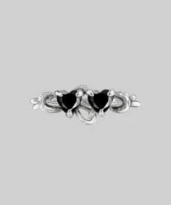 CLASSICS Rings ENTANGLED. Quantum Entangled Onyx Hearts Ring - Silver