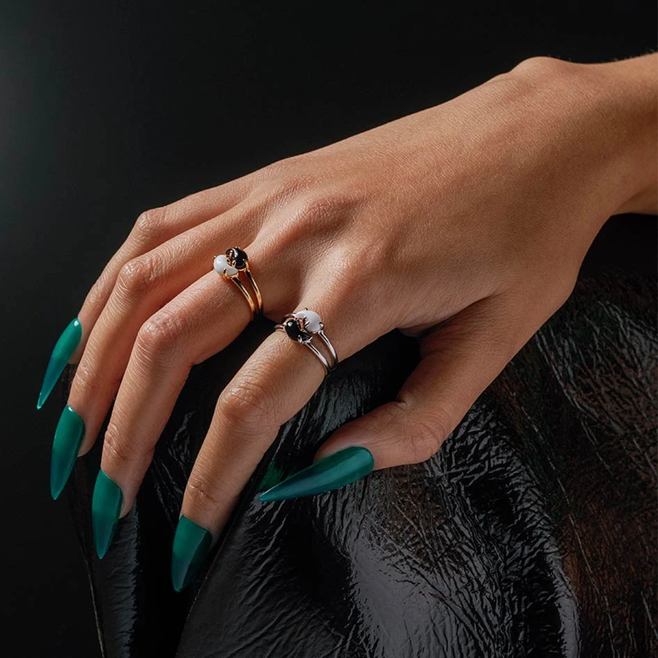 SS22 Yin & Yang Gemstone Rings - Silver 2 SS22 Yin & Yang Gemstone Rings - Silver